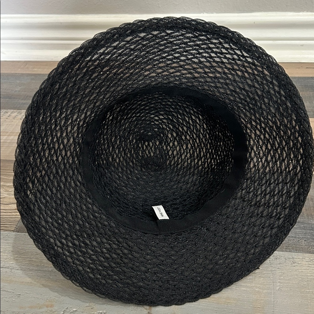 Nine West Black Woven Sun Hat Chic Wide Brim Bucket Style woven bucket hat - Picture 5 of 6